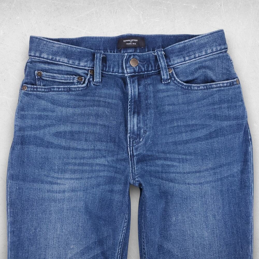 Banana Republic Jeans Men 31x30 Blue Travel Slim Stretch Smart Casual Denim - Picture 2 of 12